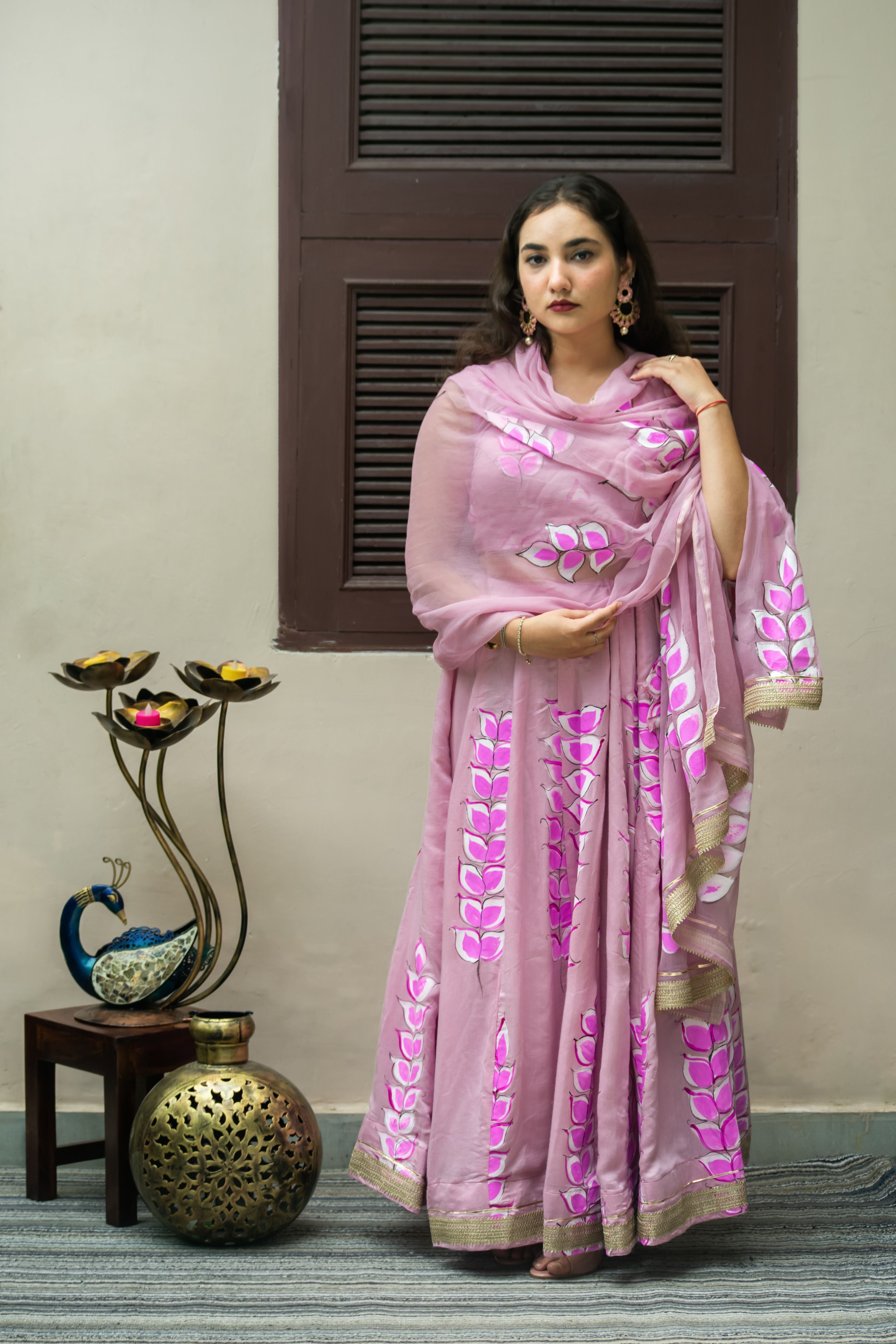 The Mauve Satin Silk Elegance Lehenga