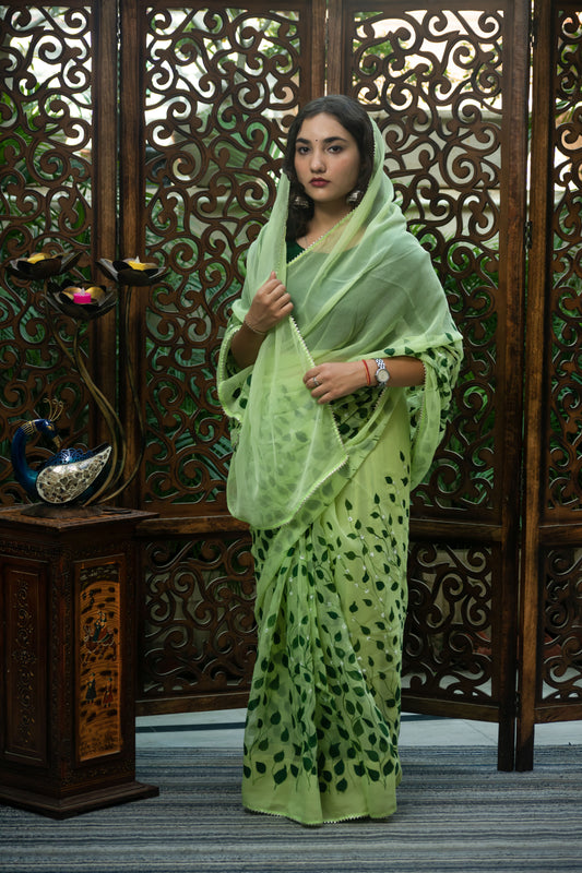 Vibrant greenary saree