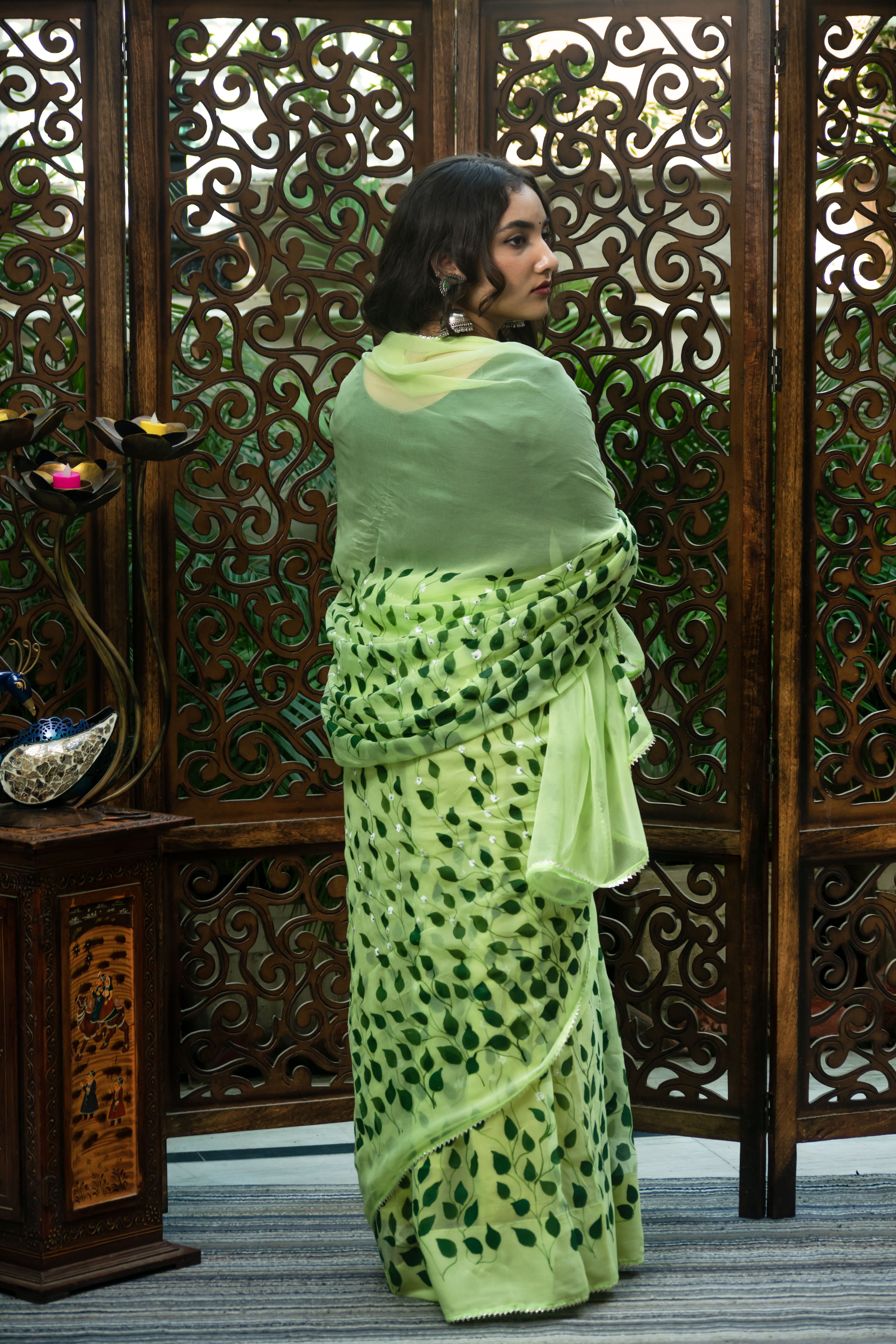 Vibrant greenary saree