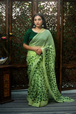 Vibrant greenary saree for women